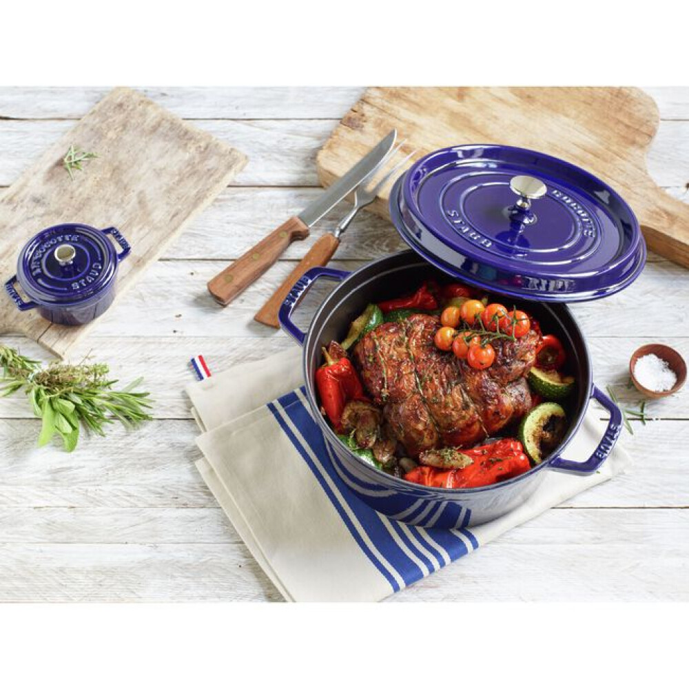 Tenxhere Cocotte 20 cm, e rrumbullakët, ngjyrë blu e errët, prej gize - Zwilling