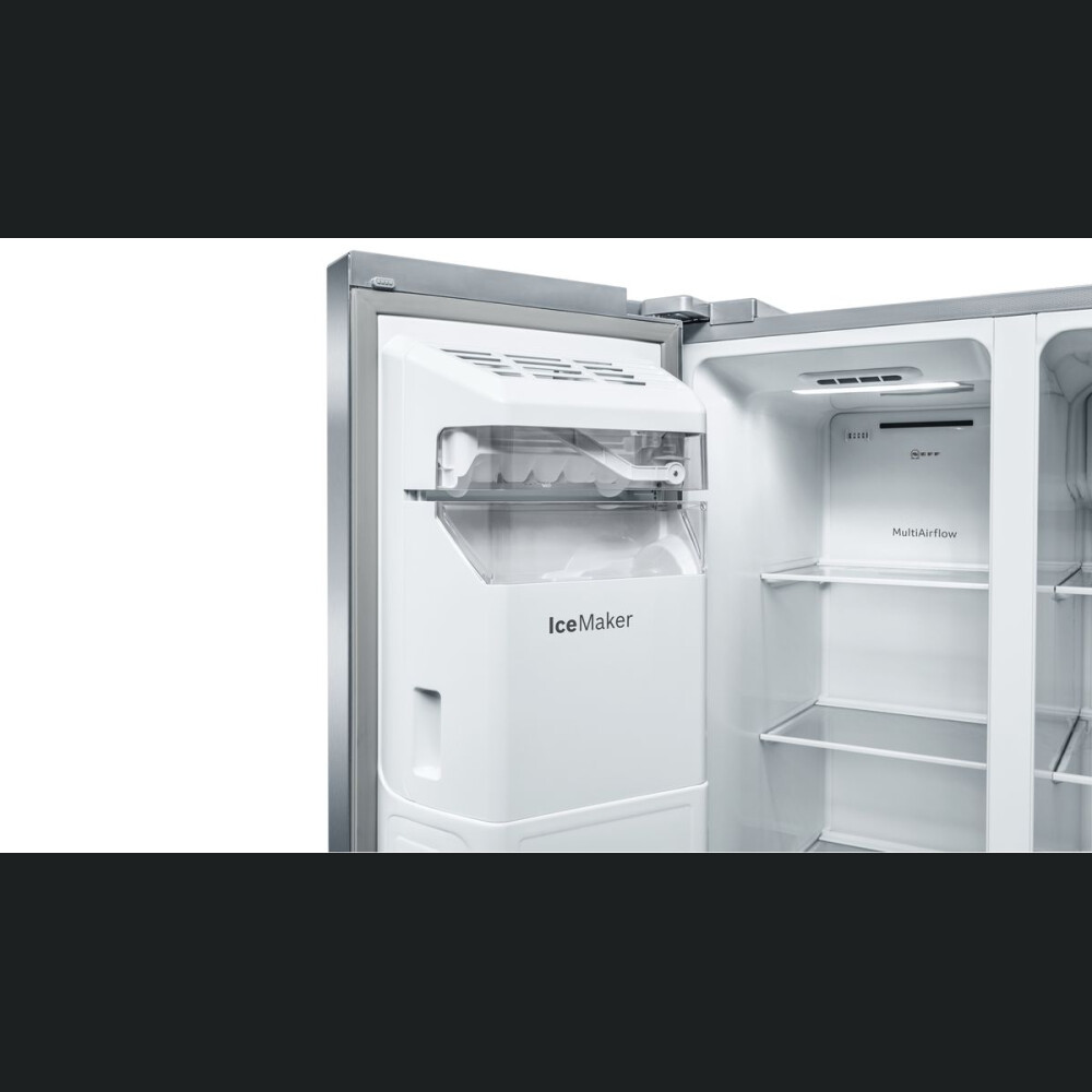 Krah për krah Neff KA3923IE0, shpërndarës akulli, NoFrost, 562 l, Inox, E