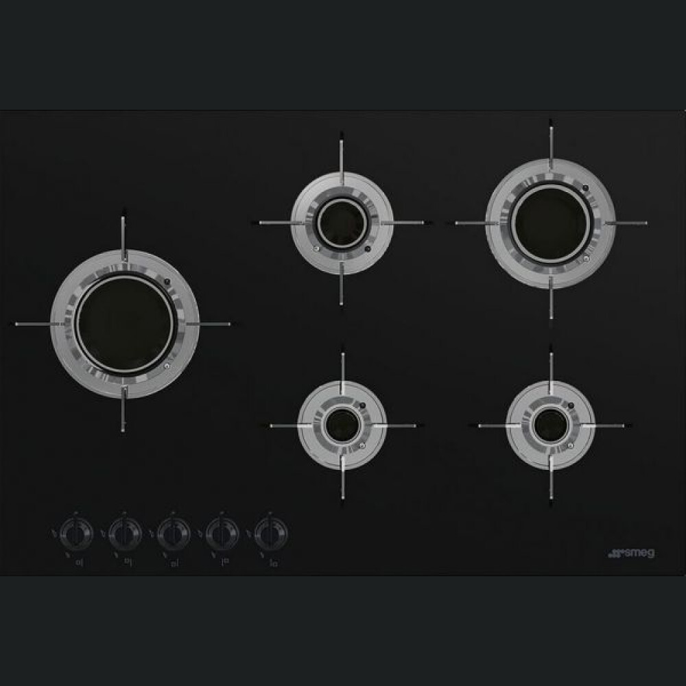 Pllakë me gaz të integruar SMEG Dolce Stil Novo Design PVL675LCN, 5 ndezës, 75 cm, xham i zi