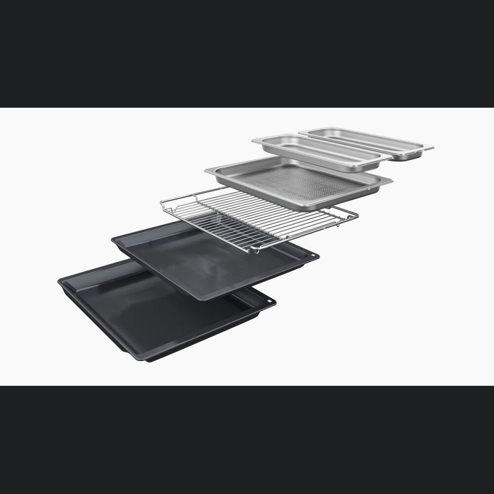 Furra e integruar Bosch HSG7584B1, seria 8, me funksion avulli 60 cm, e zeze, 71 l, A+