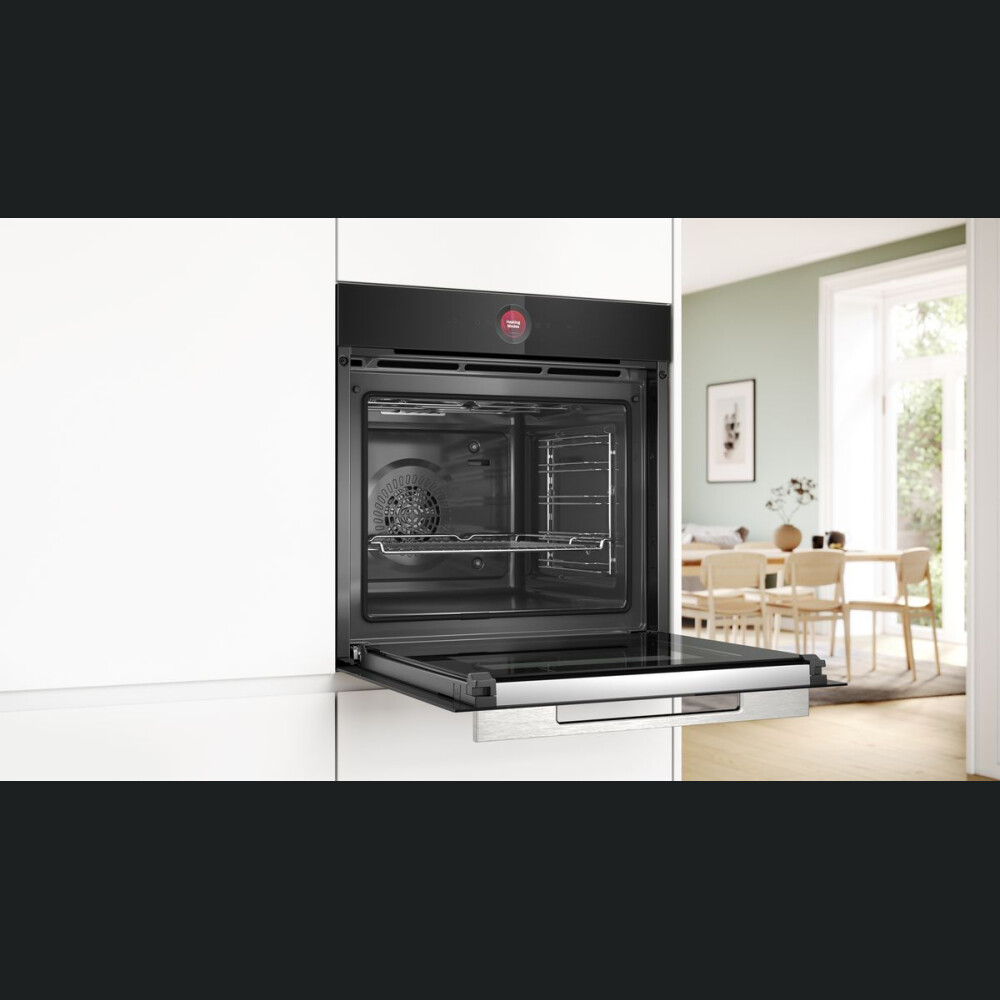 Furrë multifunksionale e integruar Bosch HBG7741B1, vetëpastrim pirolitik + sistem hidrolitik, 71 l, A+