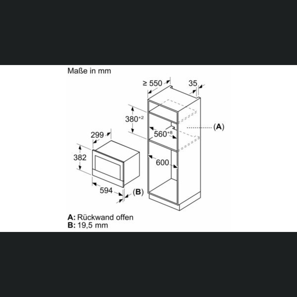 Furrë me mikrovalë të integruar Siemens BF922R1B1 e zezë,  inox, 21 l