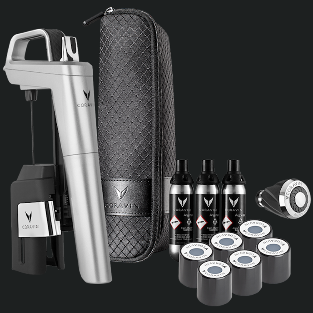Set i sistemit të ruajtjes së verërave Coravin Timeless Six+, Argjend