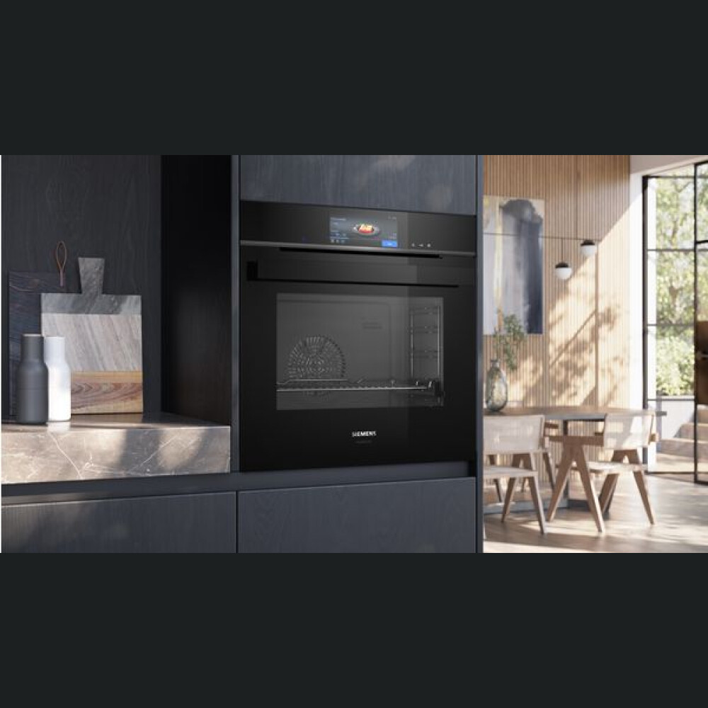 Furrë e integruar Siemens iQ700 me avull HS958GED1, 60 x 60 cm e zezë, inox, 71 l