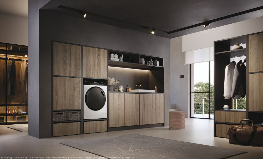 Rrobalarëse Haier HWD90-B14959U1-S, I-Pro Seria 5 e pavarur, 9 / 6 kg, 1400 RPM, Motor me lëvizje direkte, Klasa e ciklit të kombinuar D, e bardhë, L x H x I (cm) 60x62x85