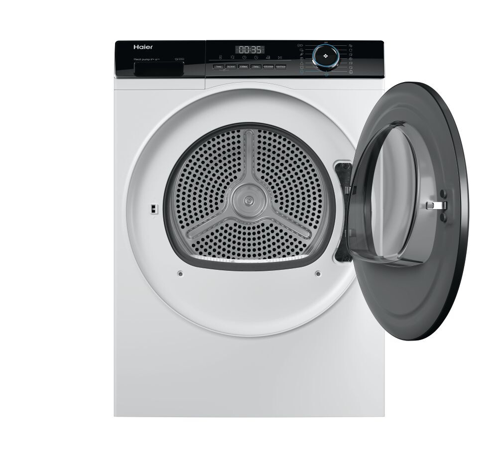 Tharëse rrobash Haier HD80-A2939-S, e pavarur, 8 kg, pompë nxehtësie, klasi A++, e bardhë