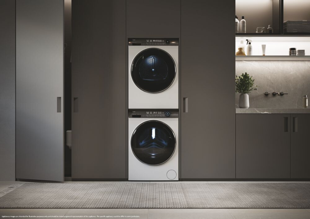 Tharëse rrobash Haier HD90-A3Q979U1-S, Haier I-Pro Series 7 Plus Independent, 9 kg, Inverter i pompës së nxehtësisë, Klasa A+++, E bardhë