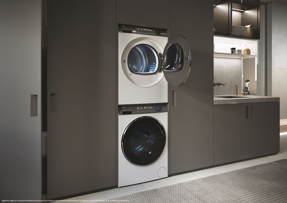 Tharëse rrobash Haier HD90-A3Q979U1-S, Haier I-Pro Series 7 Plus Independent, 9 kg, Inverter i pompës së nxehtësisë, Klasa A+++, E bardhë