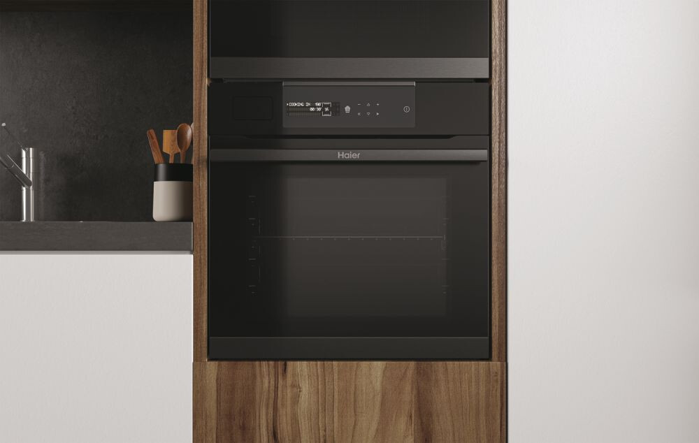Furrë e integruar Haier HWO60SM5S5BH, me shumë nivele, 70 litra, Hydrolytic + Catalytic, 9 funksione, Klasi A+, E zezë
