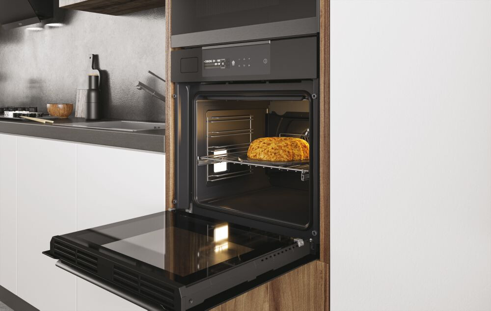 Furrë e integruar Haier HWO60SM5S5BH, me shumë nivele, 70 litra, Hydrolytic + Catalytic, 9 funksione, Klasi A+, E zezë