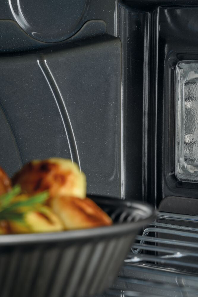 Furrë e integruar Haier HWO60SM5S9BH, me shumë nivele, 70 litra, Pirolitike, 9 funksione, Klasi A+, E zezë