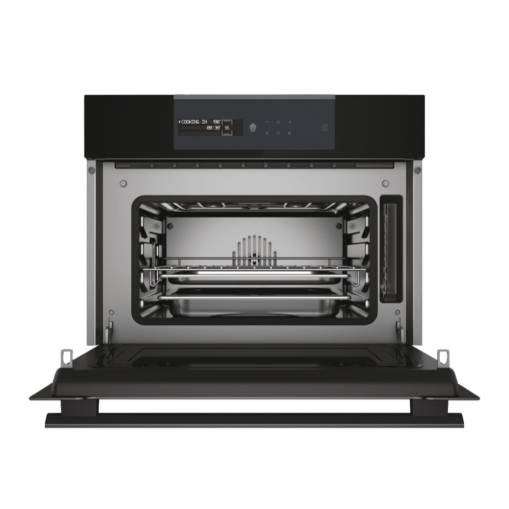 Furrë kompakte e integruar Haier HWO45NM6SXB1, avulli I-Message Compact Series 6 Steam, 34 litra, Klasa A++, E zezë