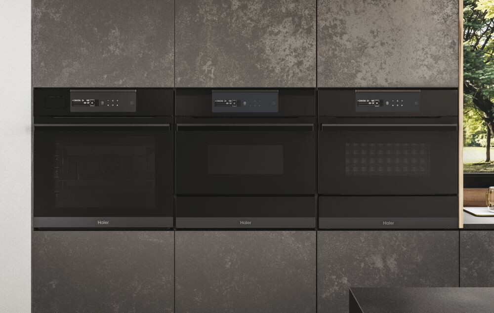 Furrë kompakte e integruar Haier HWO45NM6SXB1, avulli I-Message Compact Series 6 Steam, 34 litra, Klasa A++, E zezë