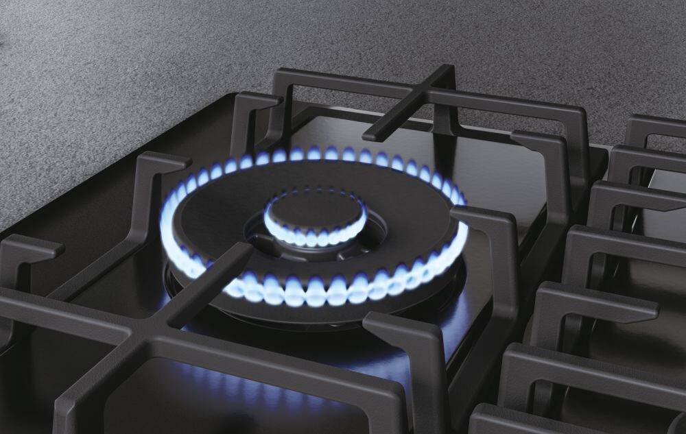 Pllakë me gaz Haier HAVG7WL4HB, 5 zona, E zezë, Gas On Glass Seria 6, 75 cm