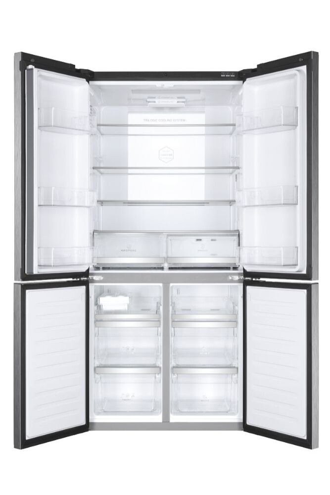 Ftohes me shumë dyer 90 Haier HTF-610DSN7 Seria 7 i pavarur, 4 dyer, pa ngricë, ndriçim LED, Klasa F, E zezë simbolike, L x H x I (mm) 908x750x1900