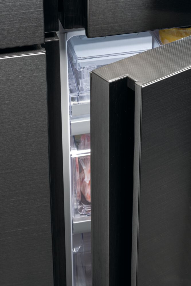 Ftohes me shumë dyer 90 Haier HTF-610DSN7 Seria 7 i pavarur, 4 dyer, pa ngricë, ndriçim LED, Klasa F, E zezë simbolike, L x H x I (mm) 908x750x1900