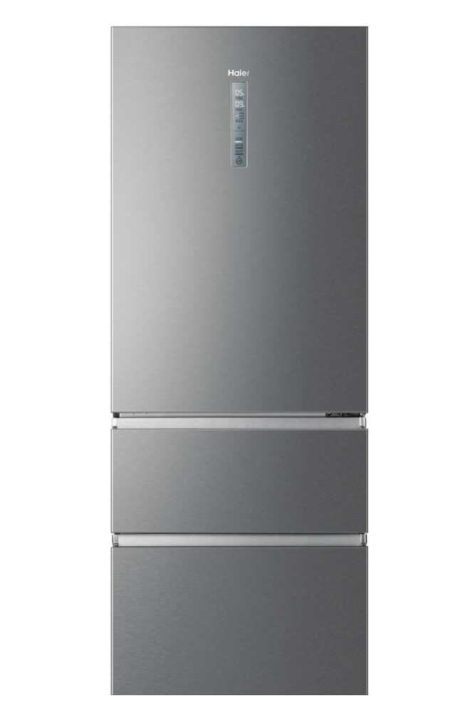 Frigorifer Haier A3FE743CPJ, 3D 70 Seria 3 I pavarur, 3 dyer, Pa ngrica, Ndriçim LED, Klasi E, Platinum Inox, L x H x I (mm) 700x675x1906