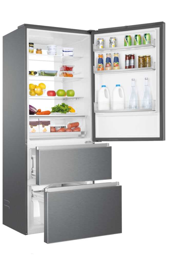 Frigorifer Haier A3FE743CPJ, 3D 70 Seria 3 I pavarur, 3 dyer, Pa ngrica, Ndriçim LED, Klasi E, Platinum Inox, L x H x I (mm) 700x675x1906
