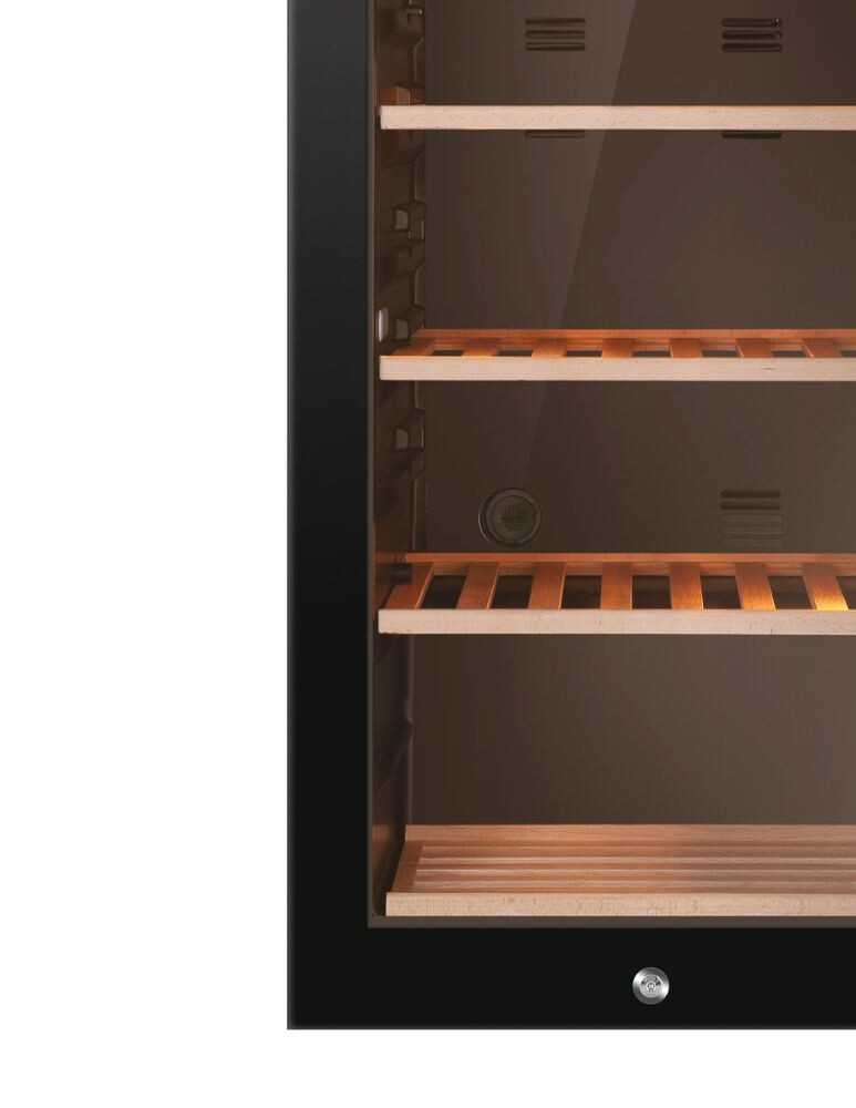Ftohës i verës Wine Bank Seria 50 e pavarur, 1 zonë, 84 shishe, ndriçim LED, Klasa G, L x H x I (mm) 497x585x1270
