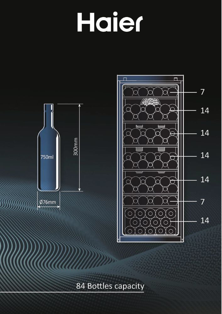 Ftohës i verës Wine Bank Seria 50 e pavarur, 1 zonë, 84 shishe, ndriçim LED, Klasa G, L x H x I (mm) 497x585x1270
