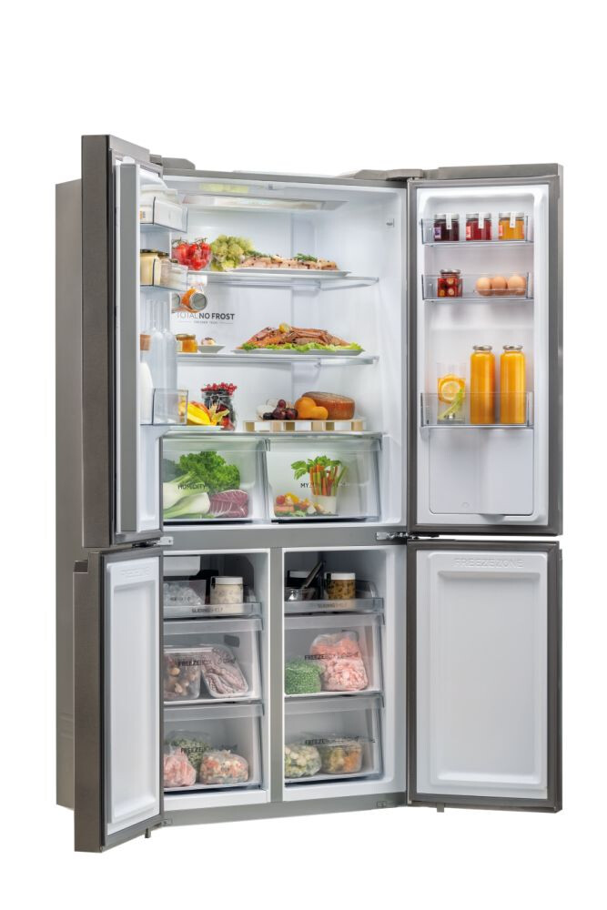 Kubike me shumë dyer 90 Haier HTF-520IP7 Seria 5 e pavarur, 4 dyer, pa ngricë, ndriçim LED, klasi F, platinum Inox, L x H x I (mm) 908x648x1900