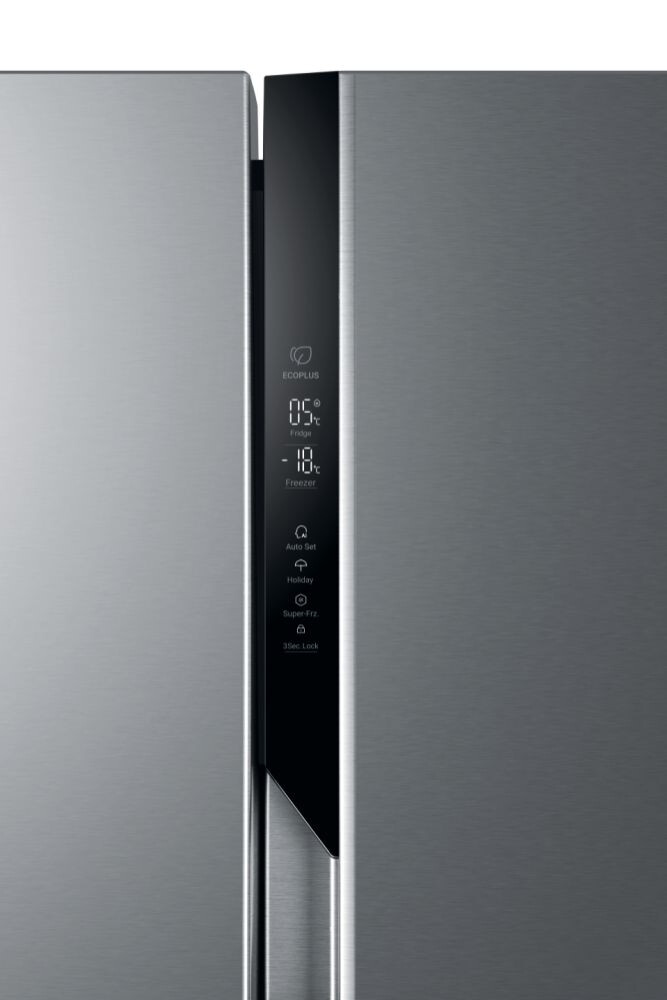 Krah për krah Haier HSR3918ENPG SBS 90 Seria 3 në këmbë, pa ngricë, ndriçim LED, klasi E, argjend i butë, L x H x I (mm) 908x647x1775