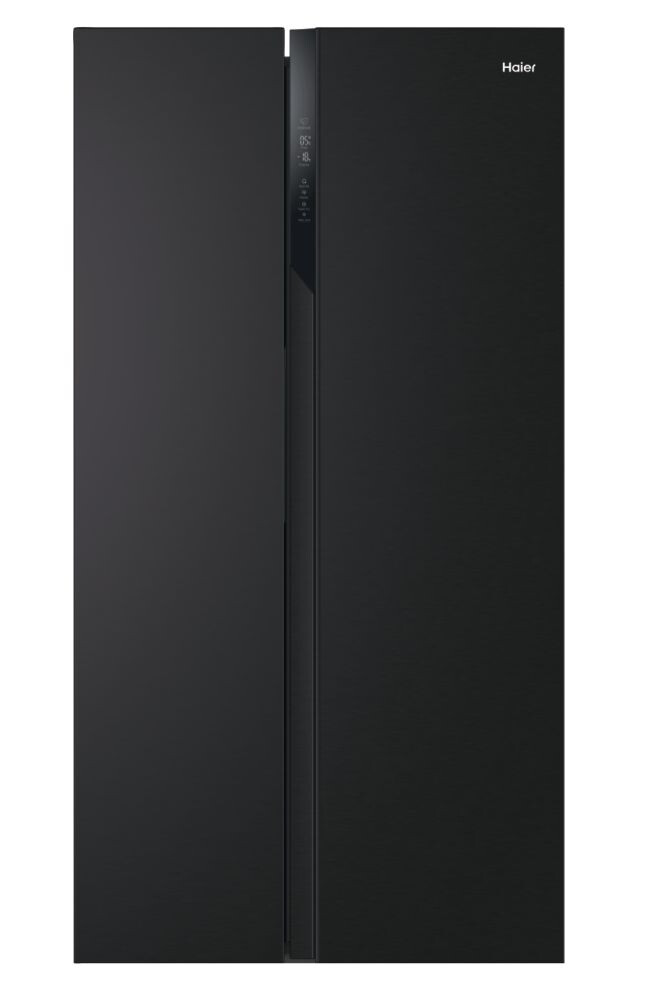 Krah për krah Haier HSR3918ENPB SBS 90 Seria 3, pa ngricë, Ndriçim LED, Klasa E, E zezë, L x H x L (mm) 908x647x1775