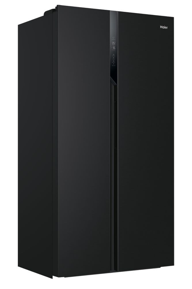 Krah për krah Haier HSR3918ENPB SBS 90 Seria 3, pa ngricë, Ndriçim LED, Klasa E, E zezë, L x H x L (mm) 908x647x1775
