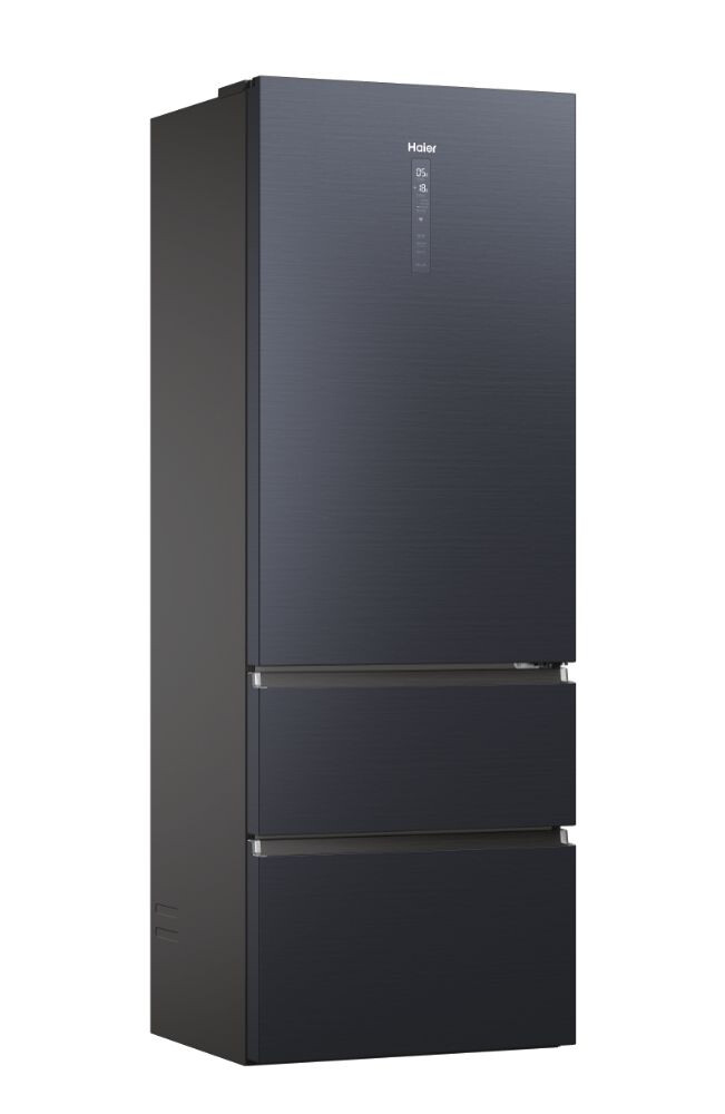 Frigorifer Haier HTW7720ENMB, 3D 70 Seria 7 i pavarur, 3 dyer, Pa ngricë, ndriçim LED, Klasa E, E zezë, L x H x I (mm) 700x675x2006