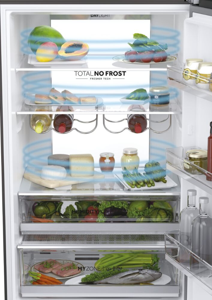 Frigorifer Haier HTW7720ENMB, 3D 70 Seria 7 i pavarur, 3 dyer, Pa ngricë, ndriçim LED, Klasa E, E zezë, L x H x I (mm) 700x675x2006