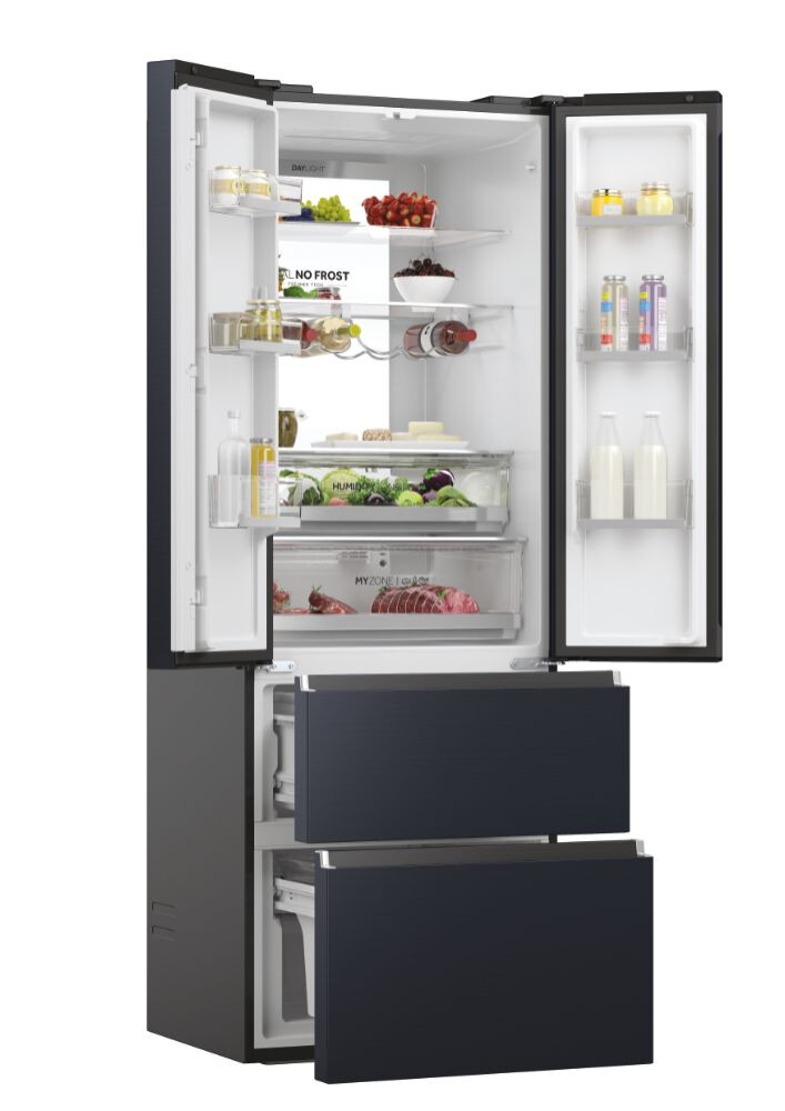 Frigorifer me shumë dyer Haier HFW7720ENMB FD 70 Seria 7, 4 dyer, Pa ngricë, ndriçim LED, Klasi E, E zezë, L x H x I (mm) 700x675x2006