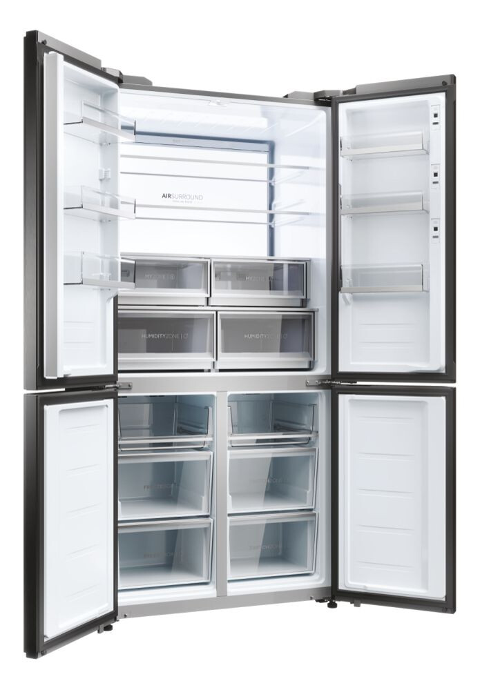 Krah për krah Haier HCW9919FSGB Seria 9 e pavarur, me 4 dyer, pa ngricë, ndriçim LED, klasi F, i zi, L x H x I (mm) 905x697x1900
