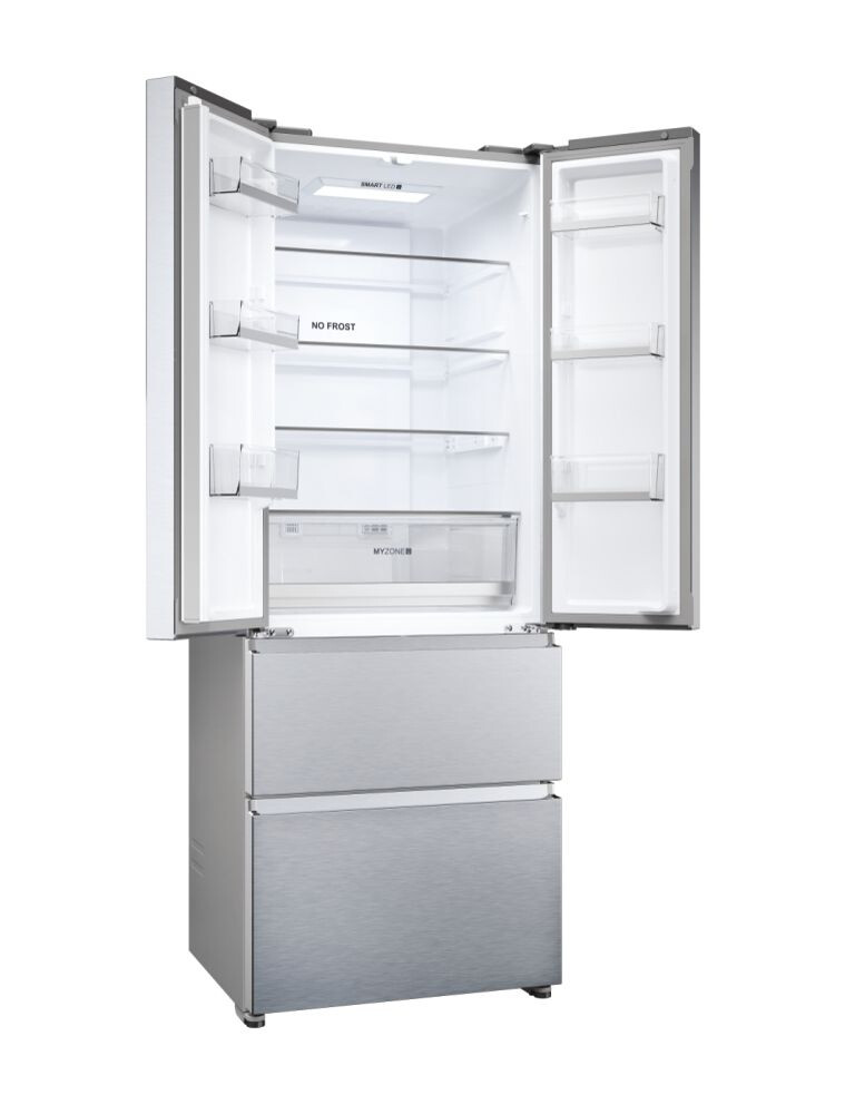 Frigorifer me shumë dyer Haier HFR5719EWMG FD 70 Seria 5 i pavarur, 4 dyer, pa ngricë, ndriçim LED, klasi E, shpërndarës uji, argjend i butë, L x H x I (mm) 700x675x1900