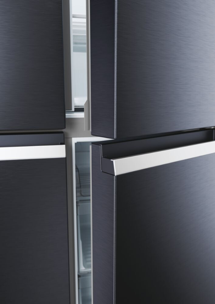 Ftohes me shumë dyer 90 Haier HCR5919ENMB Seria 5 e pavarur, 4 dyer, pa ngricë, ndriçim LED, klasi E, e zezë e krehur, L x H x I (mm) 908x648x1900