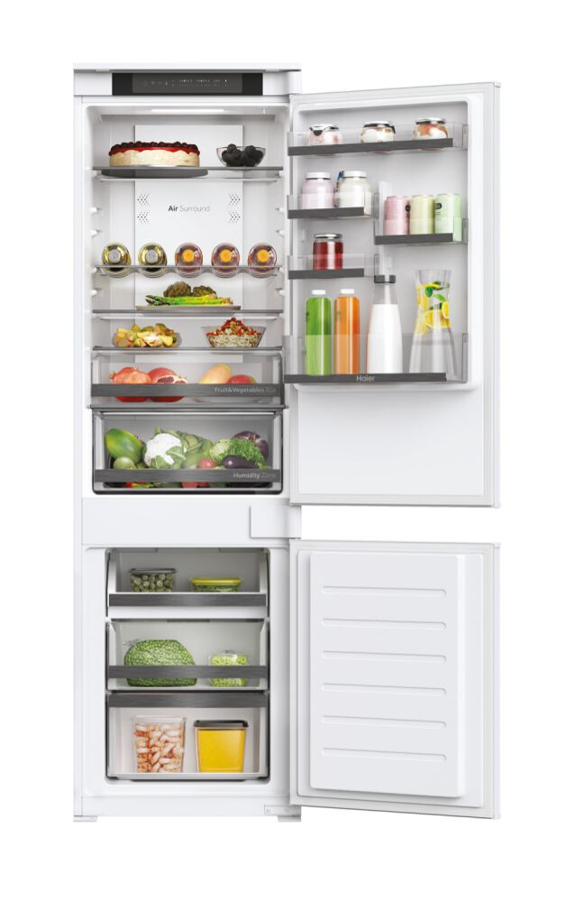 Frigorifer i integruar HAIER HBW5518E, 2 dyer, pa ngricë, ndriçim LED, klasi E, i bardhë, L x H x I (mm) 540x545x1772