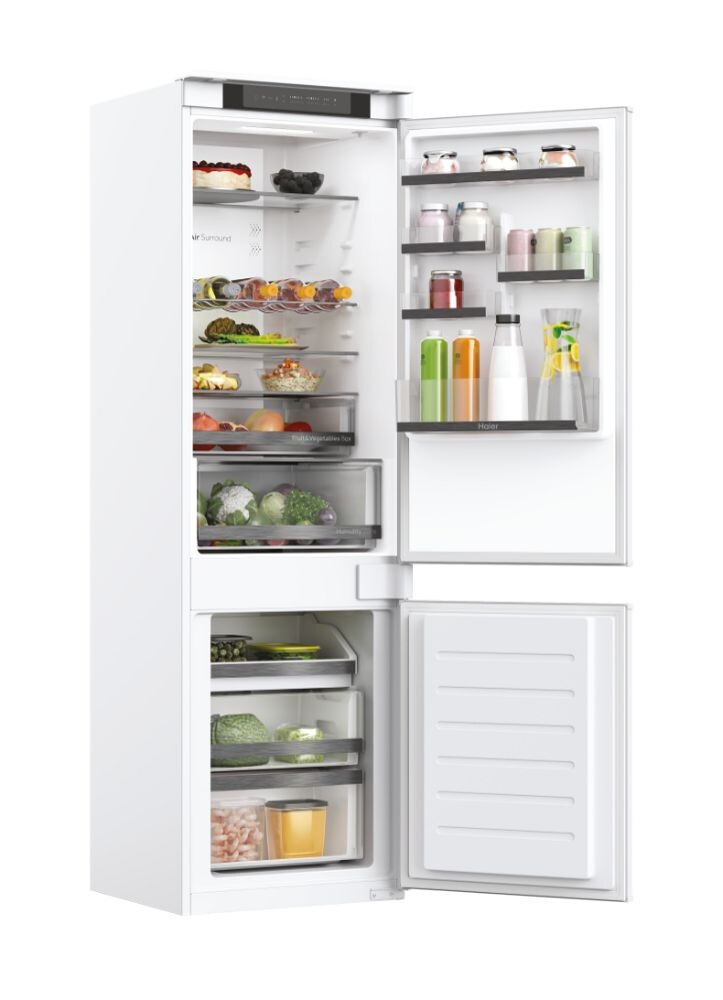 Frigorifer i integruar HAIER HBW5518E, 2 dyer, pa ngricë, ndriçim LED, klasi E, i bardhë, L x H x I (mm) 540x545x1772