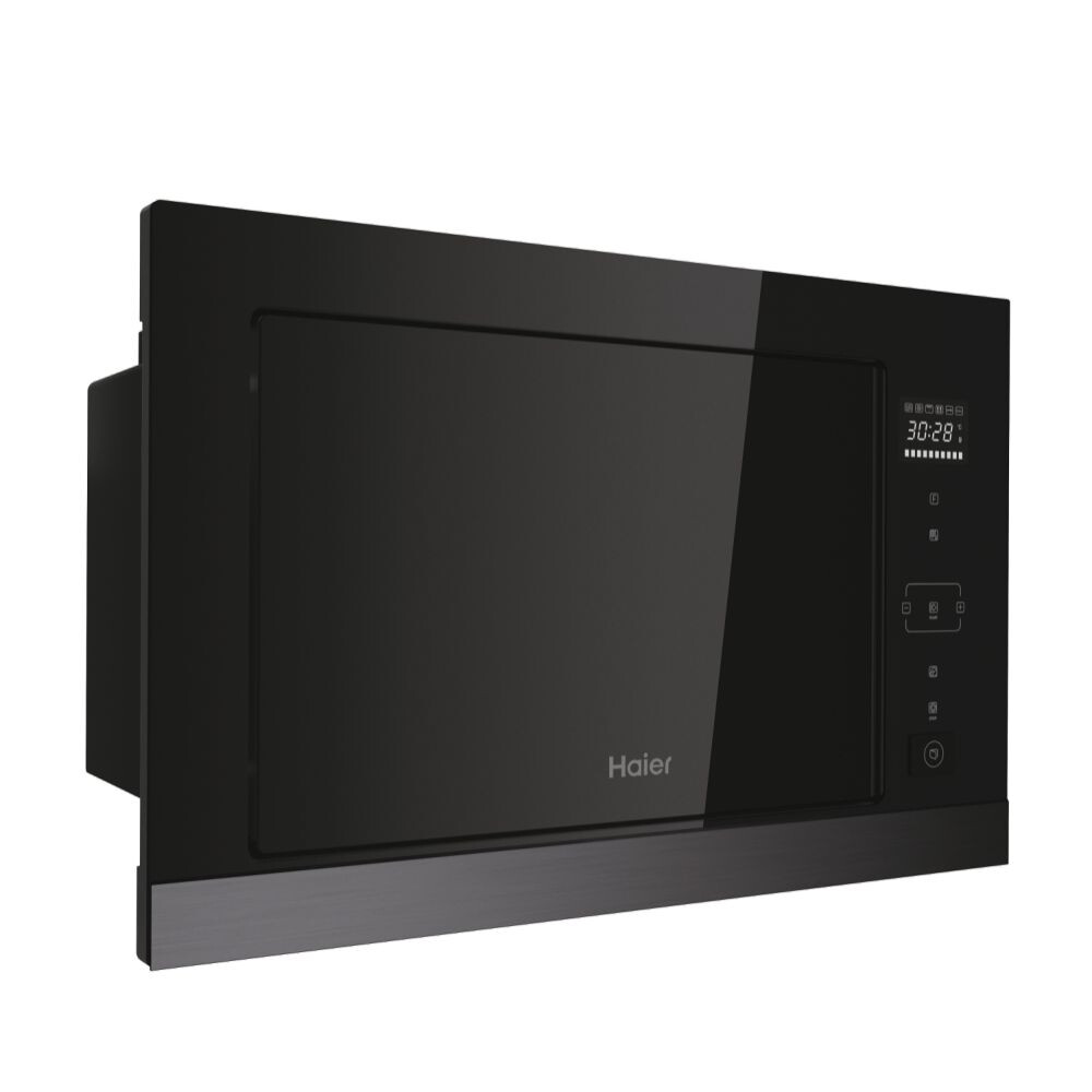 Furrë me mikrovalë të integruar Haier HOR38G5FT, Seria 4, Mikrovalë + Grill, 28 litra, E zezë