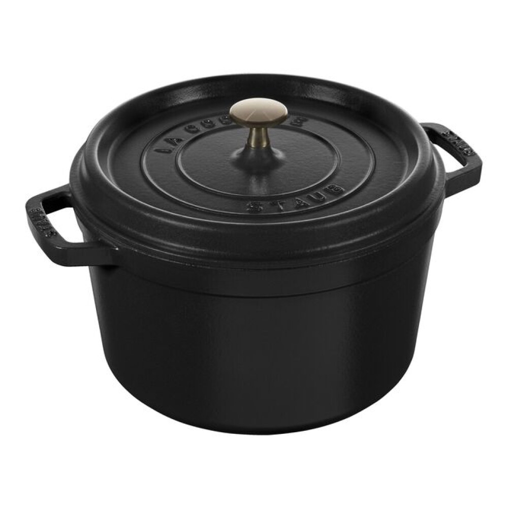 Tenxhere e thellë (Cocotte) 24 cm, e rrumbullakët, ngjyrë e zezë, prej hekuri të castuar - Zwilling