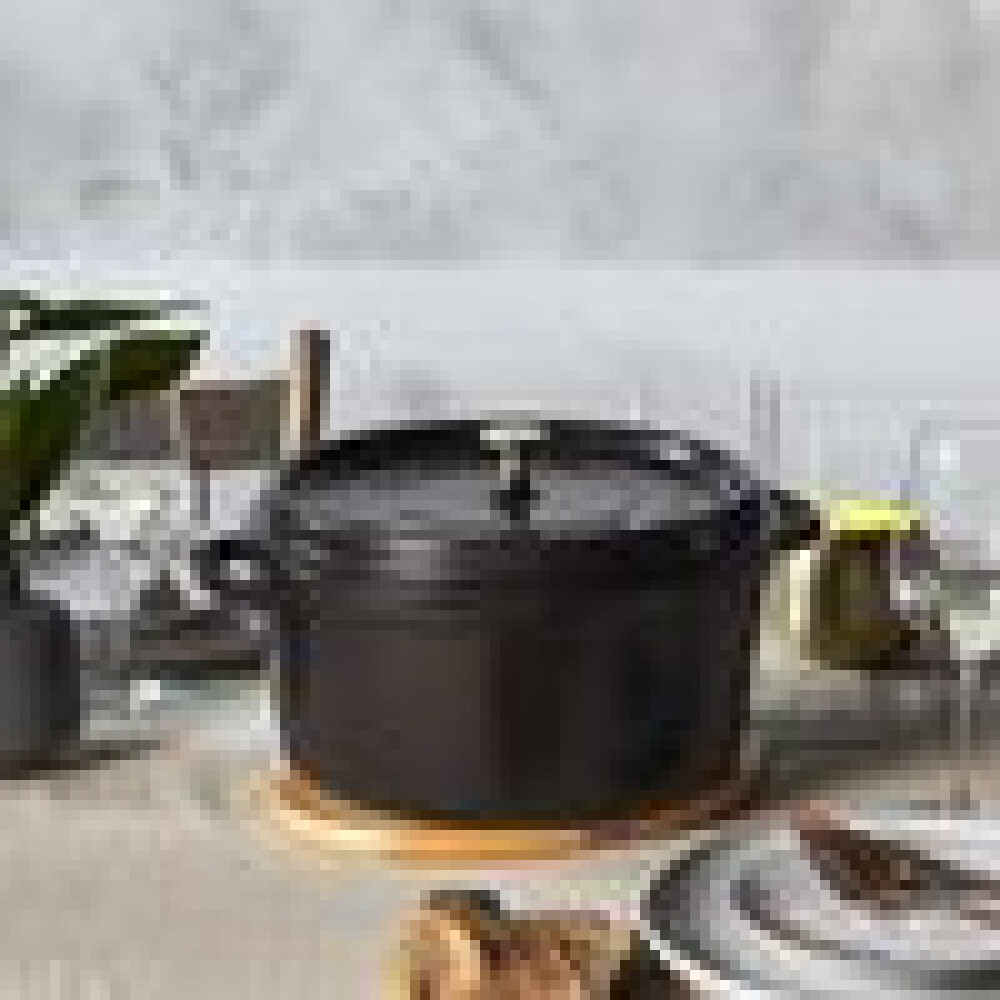 Tenxhere Cocotte 22 cm, e rrumbullakët, ngjyrë e zezë, prej gize  - Zwilling