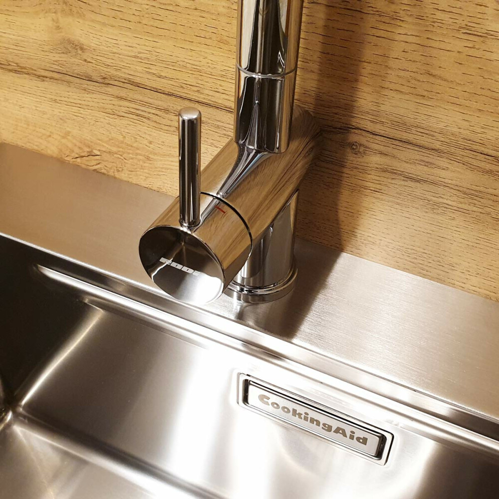 Lavaman kuzhine  inox CookingAid LUX STEP 57 + Bonus: kundrejt grirës ABS i kthyeshëm në kulluesin e enëve + valvula automatike kullimi + aksesorët e montimit