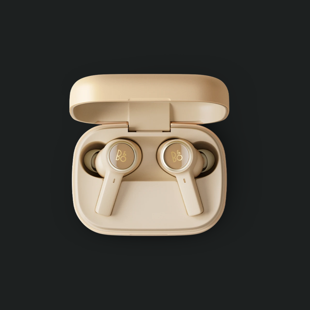 Kufje pa tel Bang & Olufsen Beoplay EX në vesh, anulim adaptiv i zhurmës, ton Gold