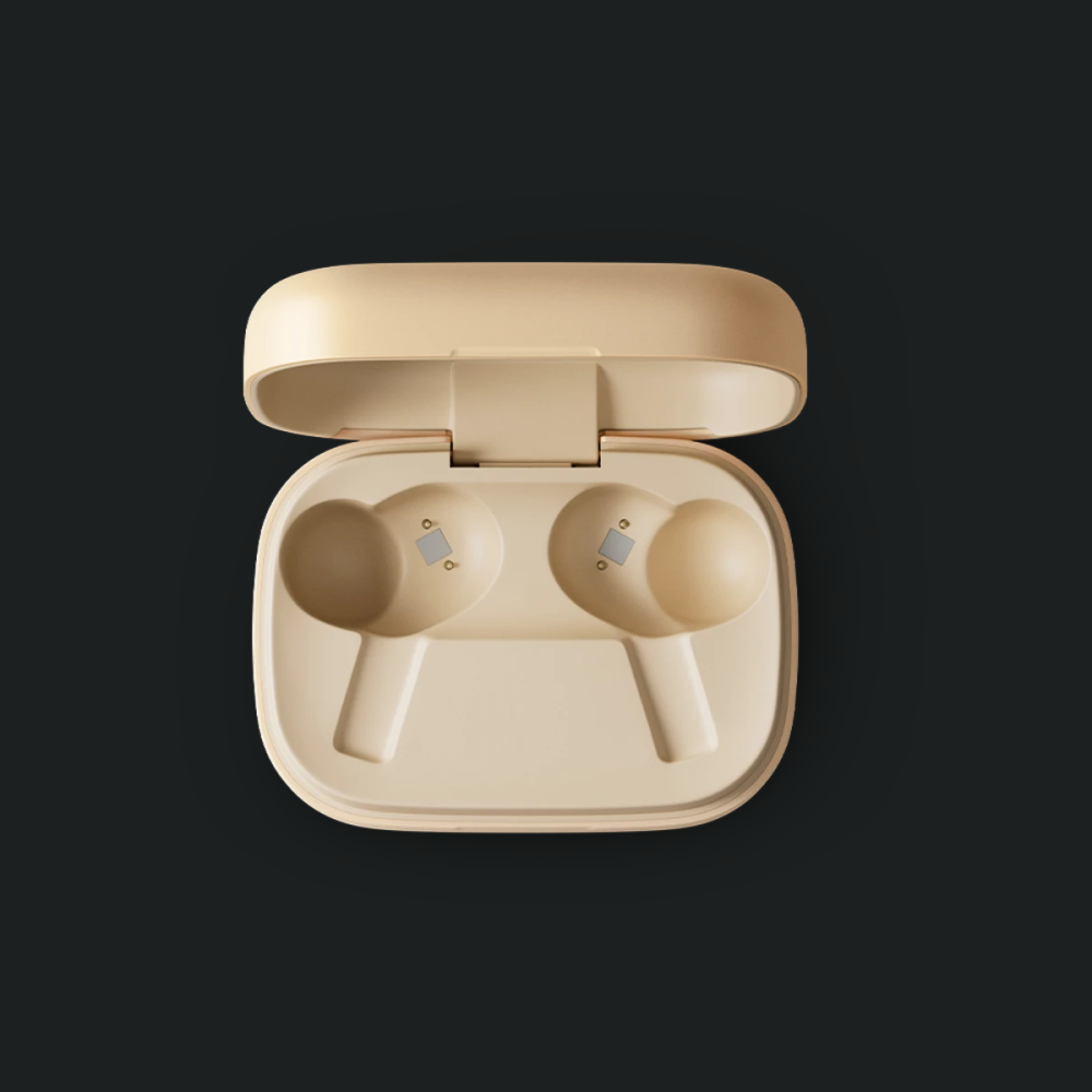 Kufje pa tel Bang & Olufsen Beoplay EX në vesh, anulim adaptiv i zhurmës, ton Gold