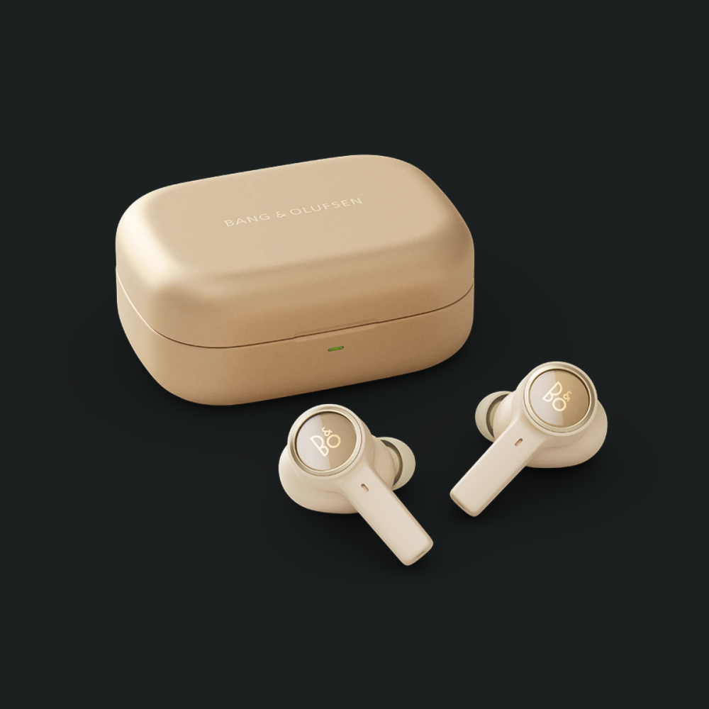 Kufje pa tel Bang & Olufsen Beoplay EX në vesh, anulim adaptiv i zhurmës, ton Gold