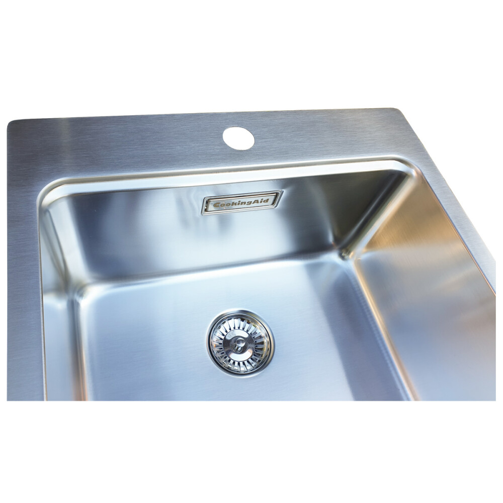 Lavaman kuzhine CookingAid UNA 46  inox + Bonus: Kundër grirës ABS i kthyeshëm në kullues enësh + aksesorë montimi
