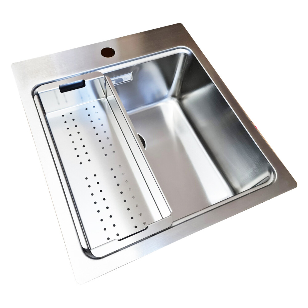Lavaman kuzhine CookingAid UNA 46  inox + Bonus: Kundër grirës ABS i kthyeshëm në kullues enësh + aksesorë montimi