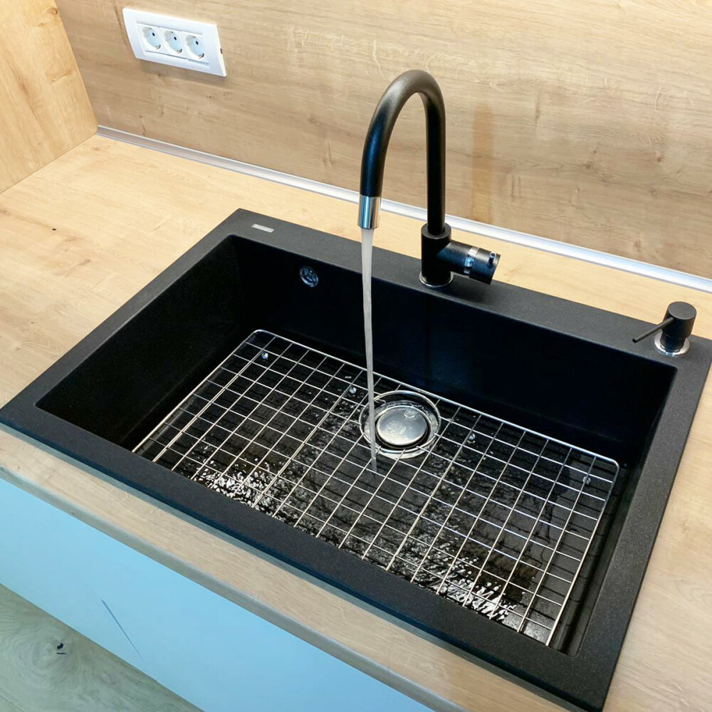 Lavaman kuzhine graniti CookingAid Cube ON7610 E zezë / E zezë kuarc metalik + aksesorë montimi