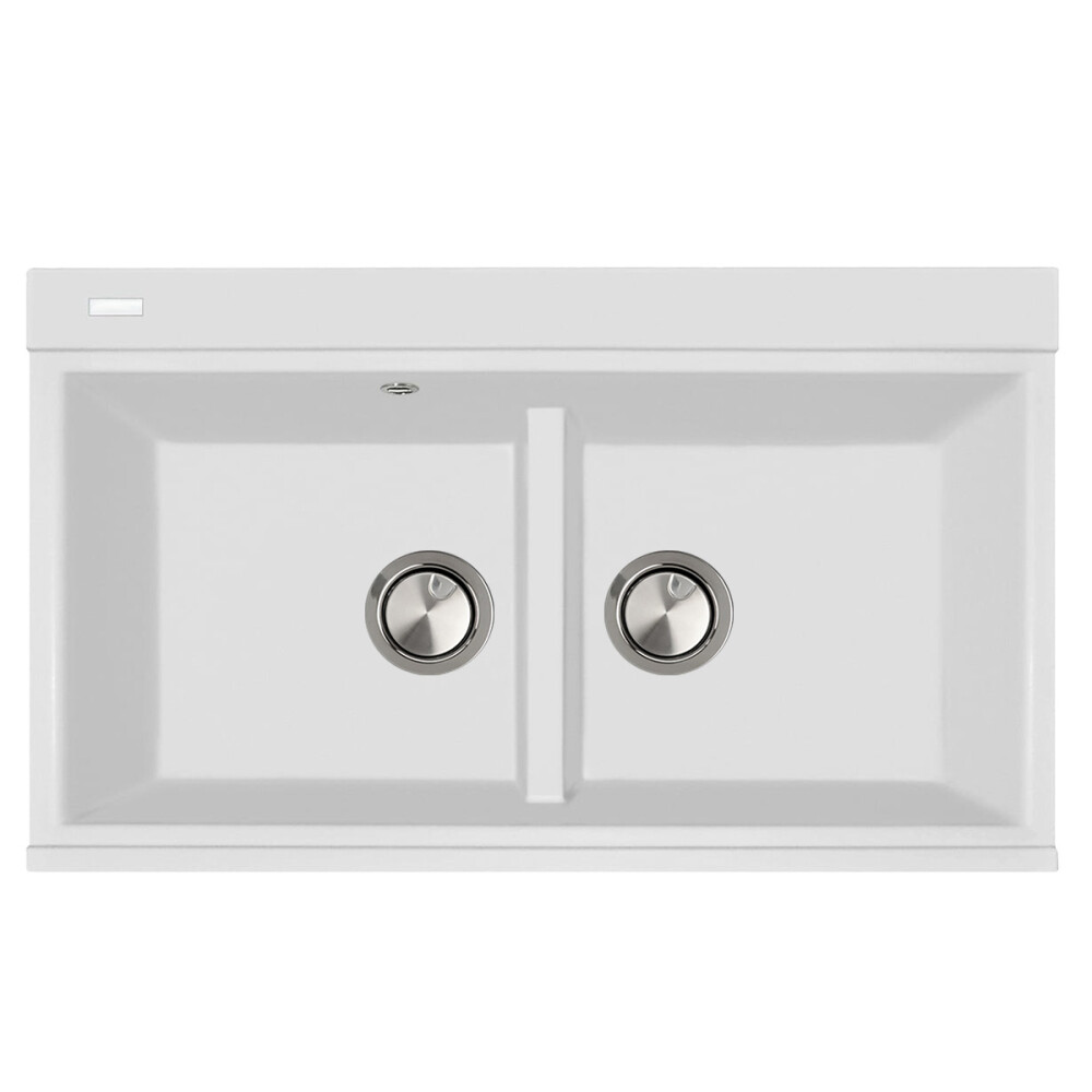 Lavaman kuzhine me dy granit me 2 tasa CookingAid Kinga LX8620 White / Polar White + aksesorë instalimi