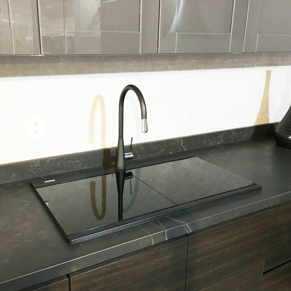 Lavaman kuzhine graniti dopio me 2 tasa CookingAid Kinga LX8620 Kuarc Metal Zi / Zi + aksesorë montimi