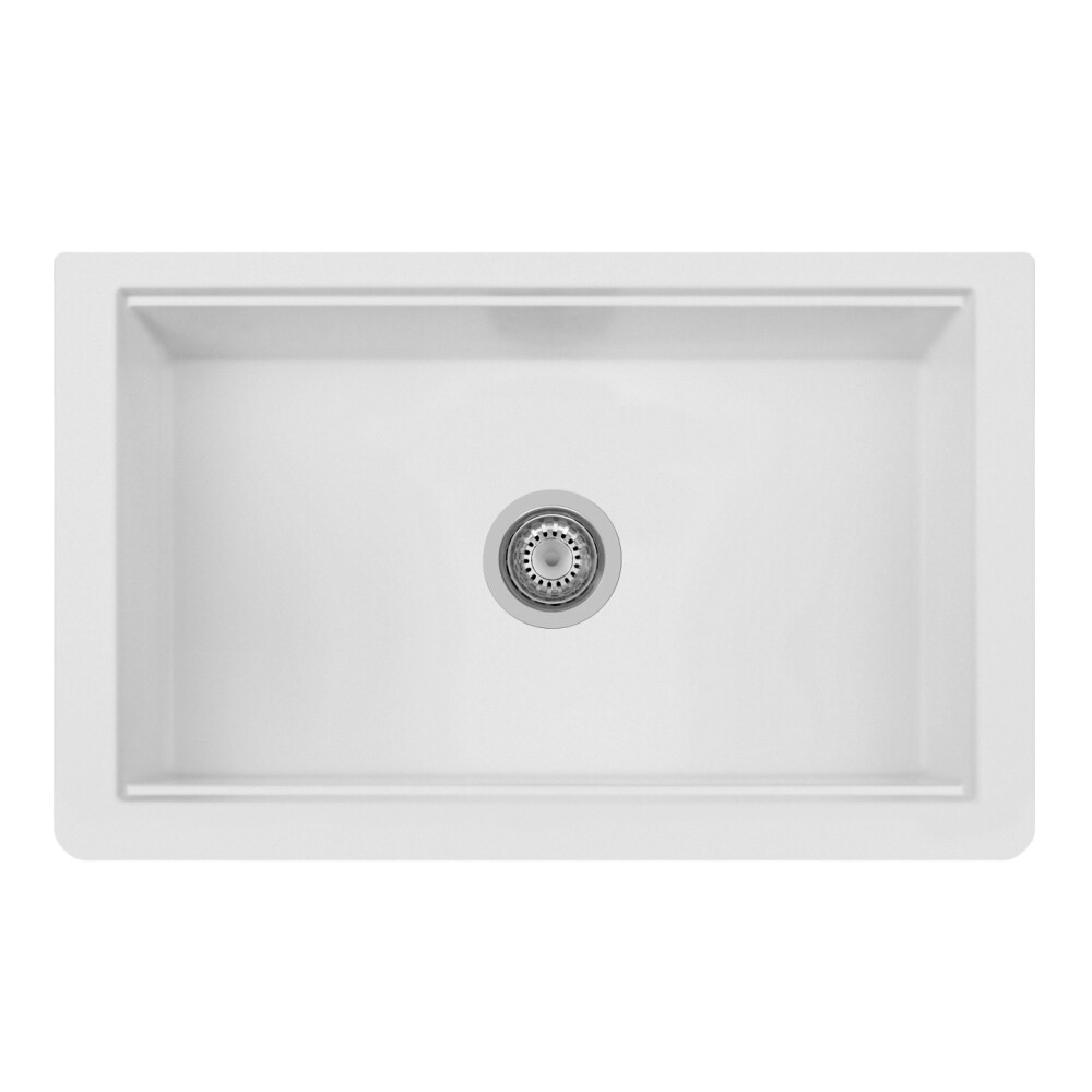 Lavaman i kthyeshëm kuzhine graniti CookingAid Lux ​​· LX8410 Përparëse e shtëpisë në fermë White / Polar White + aksesorë instalimi