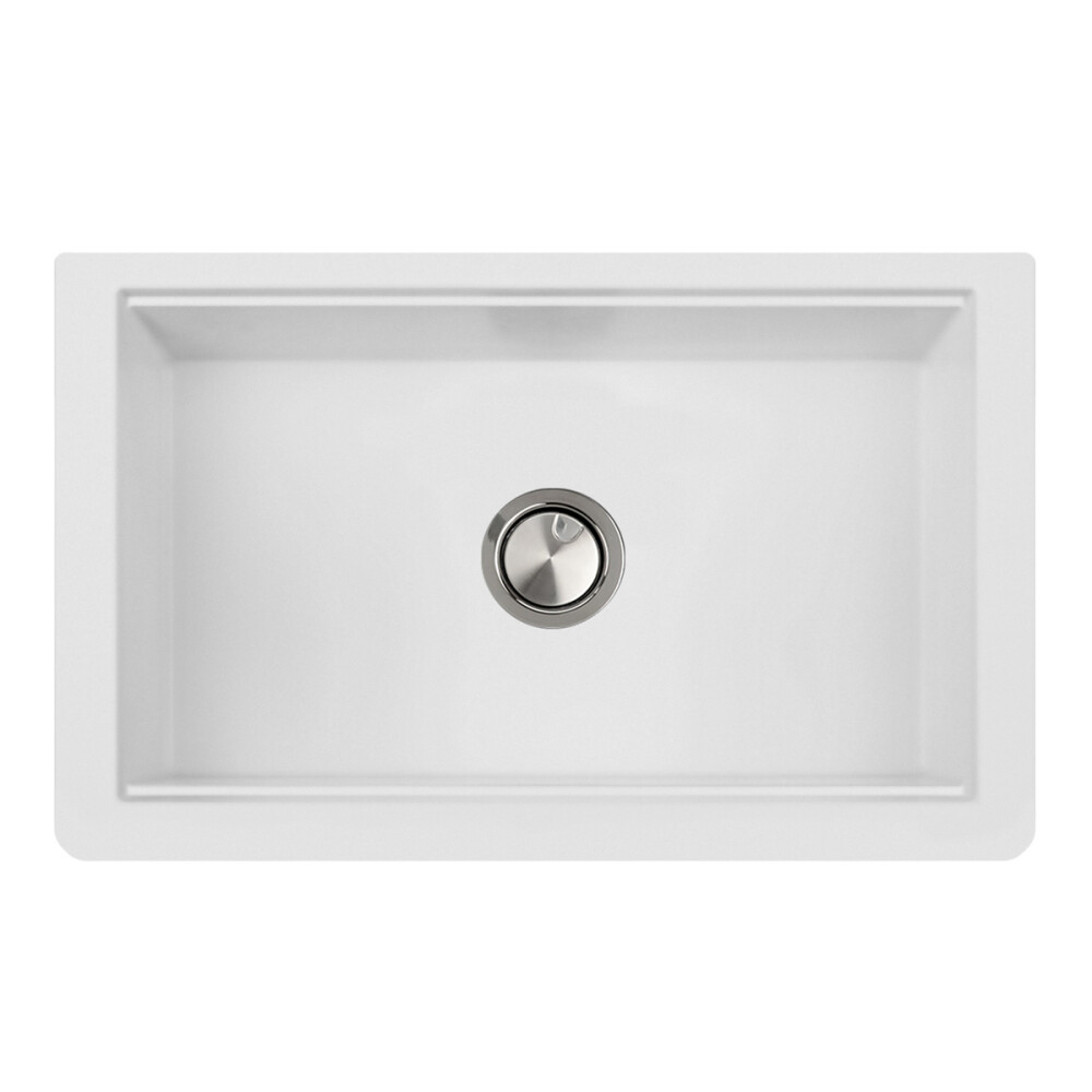 Lavaman i kthyeshëm kuzhine graniti CookingAid Lux ​​· LX8410 Përparëse e shtëpisë në fermë White / Polar White + aksesorë instalimi